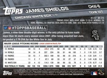 2017 Topps Chicago White Sox #CHW-6 James Shields Back