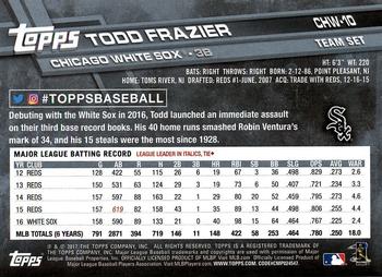 2017 Topps Chicago White Sox #CHW-10 Todd Frazier Back