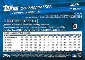 2017 Topps Detroit Tigers #DET-16 Justin Upton Back