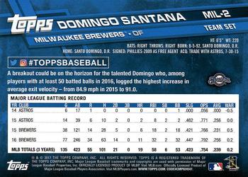 2017 Topps Milwaukee Brewers #MIL-2 Domingo Santana Back