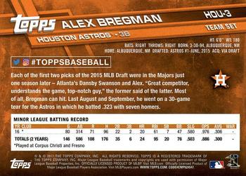2017 Topps Houston Astros #HOU-3 Alex Bregman Back