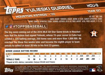 2017 Topps Houston Astros #HOU-9 Yulieski Gurriel Back