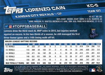 2017 Topps Kansas City Royals #KC-5 Lorenzo Cain Back