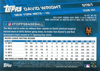 2017 Topps New York Mets #NYM-7 David Wright Back