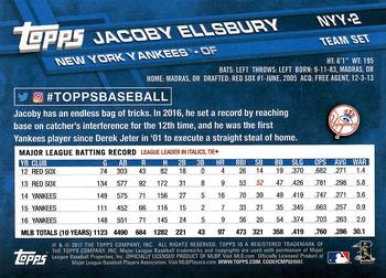 2017 Topps New York Yankees #NYY-2 Jacoby Ellsbury Back