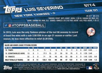 2017 Topps New York Yankees #NYY-4 Luis Severino Back