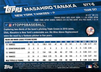 2017 Topps New York Yankees #NYY-6 Masahiro Tanaka Back