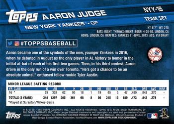 2017 Topps New York Yankees #NYY-16 Aaron Judge Back