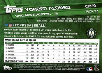 2017 Topps Oakland Athletics #OAK-10 Yonder Alonso Back