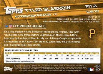 2017 Topps Pittsburgh Pirates #PIT-3 Tyler Glasnow Back
