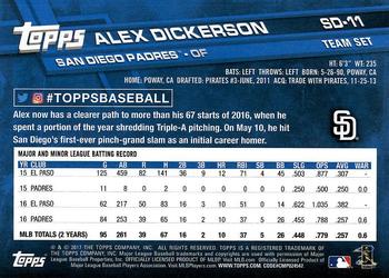 2017 Topps San Diego Padres #SD-11 Alex Dickerson Back