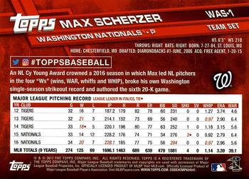 2017 Topps Washington Nationals #WAS-1 Max Scherzer Back