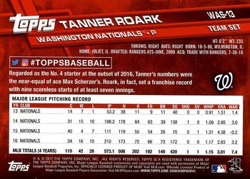 2017 Topps Washington Nationals #WAS-13 Tanner Roark Back