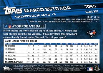 2017 Topps Toronto Blue Jays #TOR-6 Marco Estrada Back