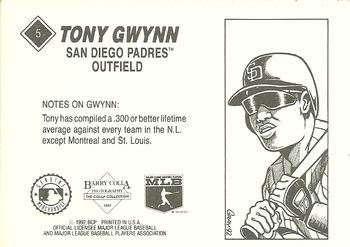 1992 Barry Colla Tony Gwynn #5 Tony Gwynn Back
