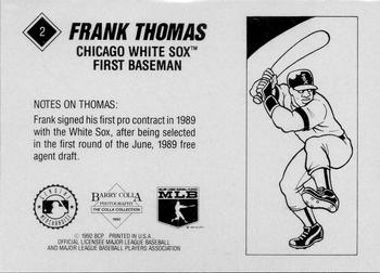 1992 Barry Colla Frank Thomas #2 Frank Thomas Back