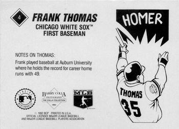 1992 Barry Colla Frank Thomas #4 Frank Thomas Back
