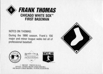 1992 Barry Colla Frank Thomas #6 Frank Thomas Back