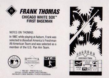 1992 Barry Colla Frank Thomas #11 Frank Thomas Back