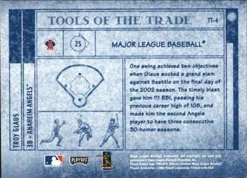 2003 Playoff Absolute Memorabilia - Tools of the Trade #TT-4 Troy Glaus Back