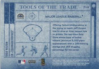 2003 Playoff Absolute Memorabilia - Tools of the Trade #TT-18 Todd Helton Back