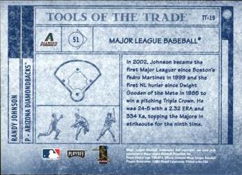 2003 Playoff Absolute Memorabilia - Tools of the Trade #TT-19 Randy Johnson Back