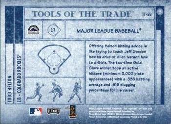 2003 Playoff Absolute Memorabilia - Tools of the Trade #TT-56 Todd Helton Back