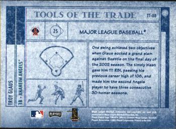 2003 Playoff Absolute Memorabilia - Tools of the Trade #TT-88 Troy Glaus Back