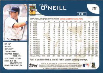2001 Topps Opening Day #10 Paul O'Neill Back