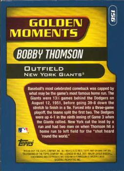 2001 Topps Opening Day #156 Bobby Thomson Back