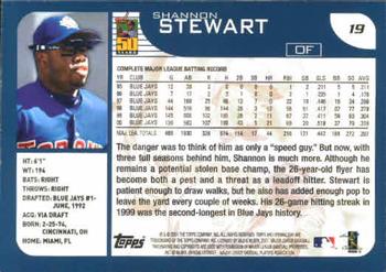 2001 Topps Opening Day #19 Shannon Stewart Back