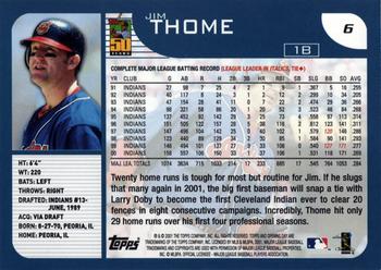 2001 Topps Opening Day #6 Jim Thome Back