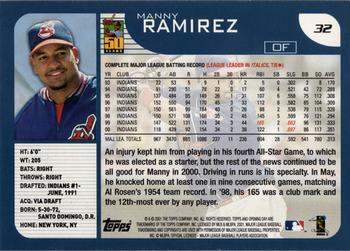2001 Topps Opening Day #32 Manny Ramirez Back