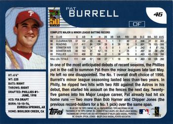2001 Topps Opening Day #46 Pat Burrell Back