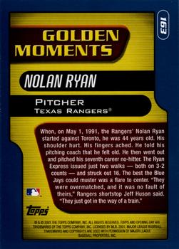 2001 Topps Opening Day #163 Nolan Ryan Back