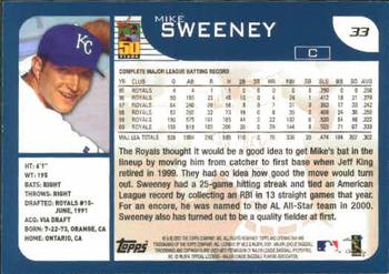 2001 Topps Opening Day #33 Mike Sweeney Back