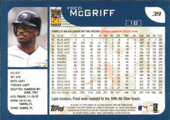 2001 Topps Opening Day #39 Fred McGriff Back