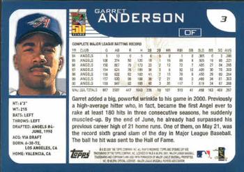 2001 Topps Opening Day #3 Garret Anderson Back