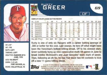 2001 Topps Opening Day #69 Rusty Greer Back