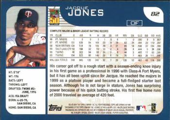 2001 Topps Opening Day #82 Jacque Jones Back