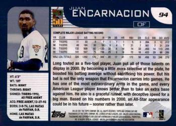 2001 Topps Opening Day #94 Juan Encarnacion Back