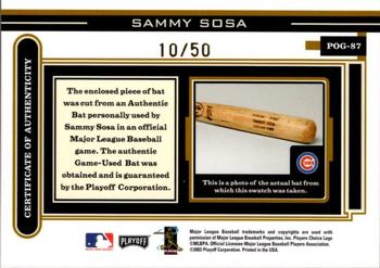 2003 Playoff Piece of the Game - Gold #POG-87 Sammy Sosa Back