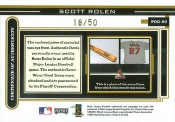 2003 Playoff Piece of the Game - Gold #POG-90 Scott Rolen Back