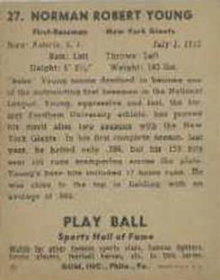 1941 Play Ball #27 Babe Young Back