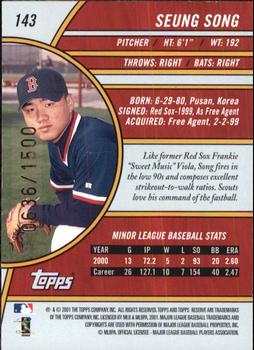 2001 Topps Reserve #143 Seung Song Back