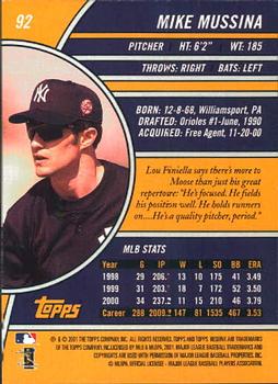2001 Topps Reserve #92 Mike Mussina Back