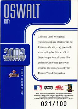 2003 Playoff Piece of the Game - Player Collection Blue #NNO Roy Oswalt Back