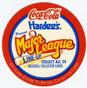 1992 Score Coca-Cola/Hardee's Major League Line-Up Discs - Line-Up Card #NNO Line-Up Header/Checklist Front