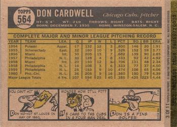 2002 Topps Wrigley Field Edition #3 Don Cardwell Back