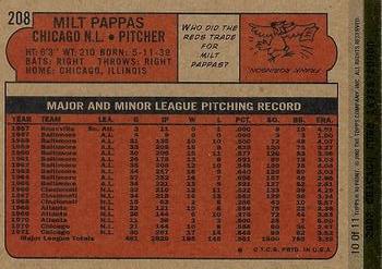 2002 Topps Wrigley Field Edition #10 Milt Pappas Back